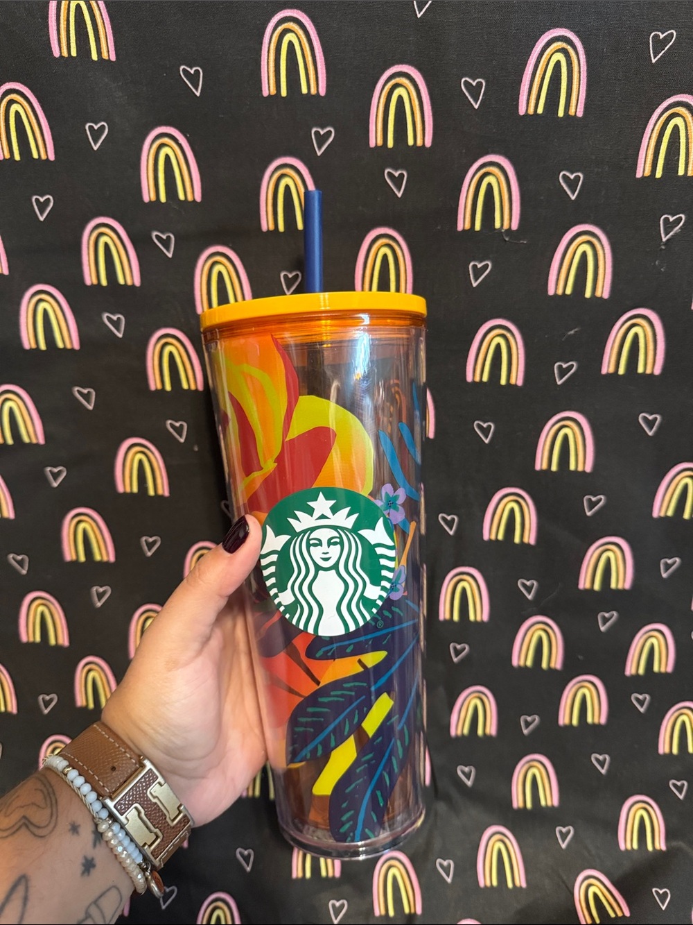 Starbucks Summer 2022 Orange Aqua Terra Tropical Floral